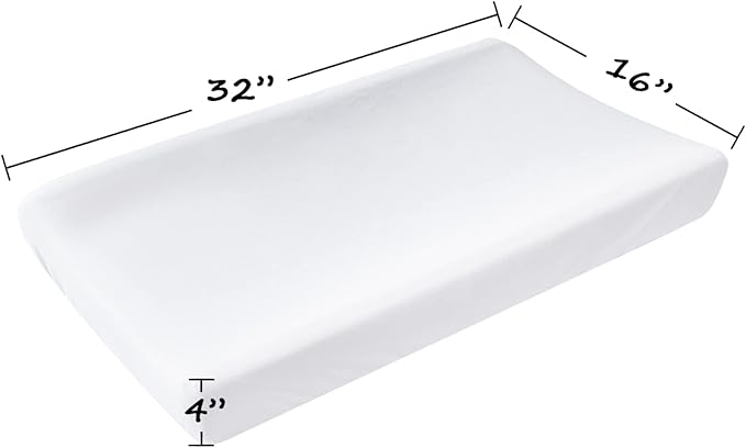 Organic Cotton Changing Pad Cover, Diaper Changing Table Pad Covers 2 Pack, Jersey Knit Super Soft & Stretchy Cradle Sheets for Baby Boys Girls, 32" x 16" x 4", White