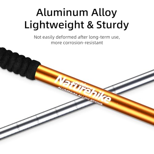 Naturehike Collapsible Trekking Poles, Adjustable Lightweight Aluminum Hiking Poles, Shock Absorption with Wrist Straps fo...