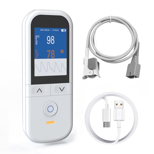 Handheld Pulse Oximeter for kids - Continuous Oxygen & Heart Rate Monitor with Adjustable SpO2 & Pulse Alarms - Pulse Oxim...