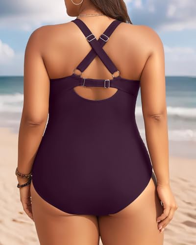 Aqua Eve Plus Size One Piece Swimsuit - Women's Tummy Control Bathing Suit Retro Full Coverage Swimwear 2025