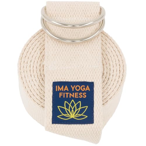 Ima Yoga Fitness - Adaptive Yoga Strap, Stretching Strap, 2 Inches Wide, 100% Naturally Soft Cotton, Steel D-Rings, Includ...