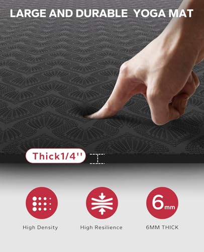 HAPBEAR Extra Large Yoga Mat - 72"x48"/78"x54", 1/4" & 1/3" Thick, Non-Slip, Durable, Eco-Friendly, Wide Exercise Mat for ...
