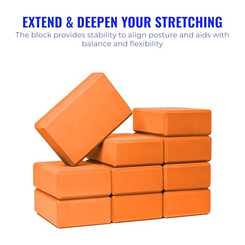 Hello Fit 3" Yoga Block, 10 Pack Bulk EVA Foam Yoga Blocks, Firm and Supportive Yoga Brick, Balance Foam for Stretching, P...
