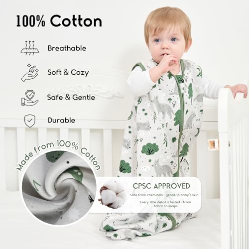 Yoofoss Baby Sleep Sack 12-18 Months TOG 1.0 Baby Wearable Blanket, 2 Pack 100% Organic Cotton Infant Toddler Sleeping Sac...