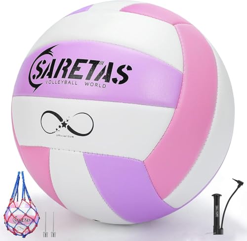 Saretas Volleyballs, PU Official Size Soft Touch Kids Volley Ball, Cute Volleyball for Girl, Christmas Volleyball Gifts fo...