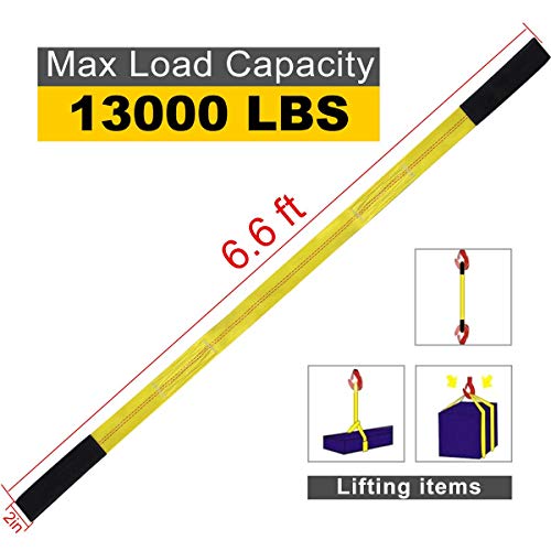 Lift Sling Straps, JCHL 6.5'X2 Heavy Duty Flat Eye Lift Sling 13,000 lbs Capacity Lifting Straps Nylon Tree Saver Recovery...