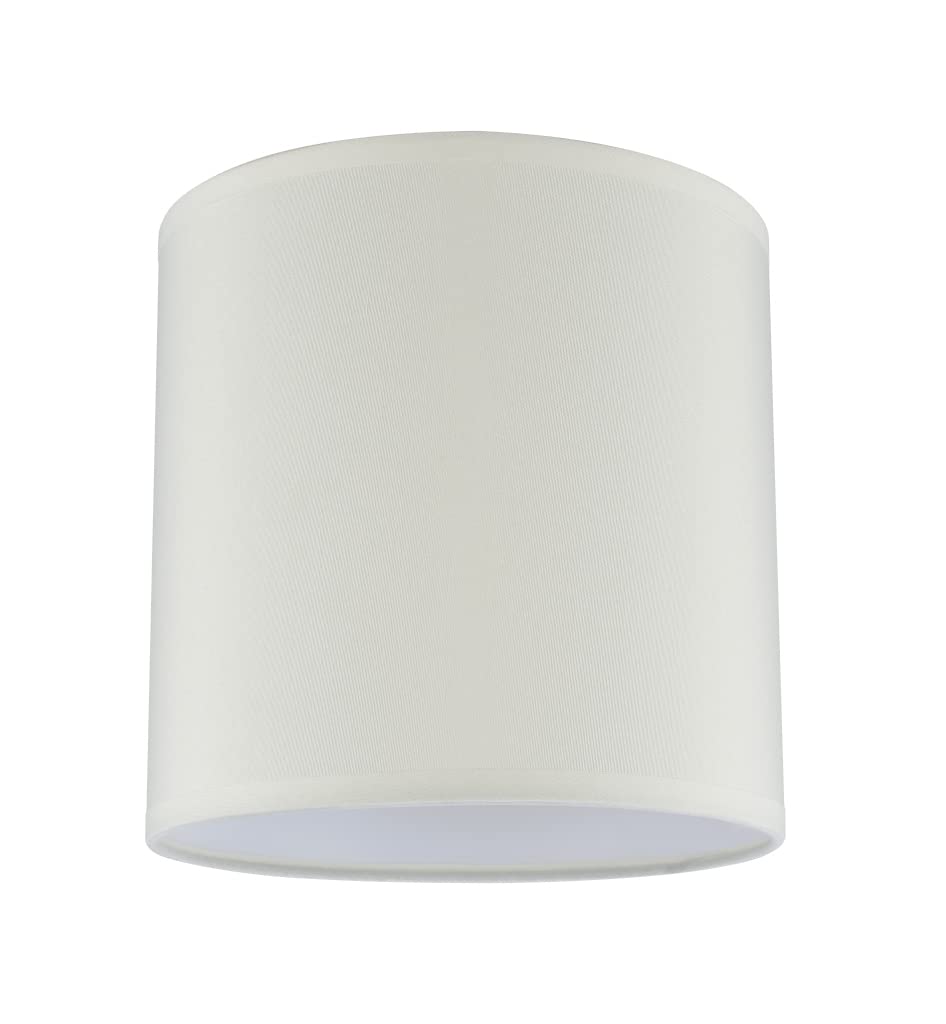 Aspen Creative Drum Lamp Shade, 8in Wide, Butter Cr?e, Jacquard Textured Fabric, Model 31003A