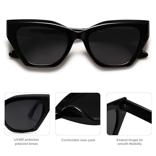 SOJOS Square Cat Eye Polarized Sunglasses for Women Retro Classic Vintage Trendy Cateye Shades Sunnies Gafas de sole SJ2235