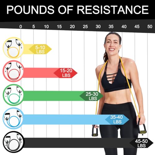 Resistance Bands with Handles, Exercise Resistance Bands, Workout Bands with Door Anchors, Adjustable Length, for Resistan...