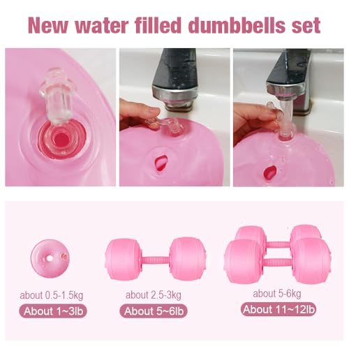 DEIRIS Travel Weights Water Filled Dumbbell Set of 2,6LB Hand Weights for Women at Home Gym Exercise Training