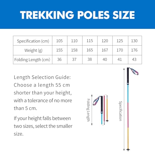 AONIJIE Trekking Poles 2-Pack - Anti-Shock Ultra-Light Collapsible Walking & Hiking Sticks for Trail Running, Backpacking,...
