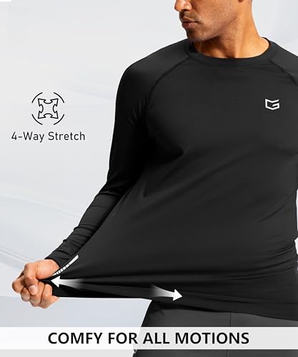 G Gradual Men's Thermal Shirts Long Sleeve Athletic Workout T-Shirts Crewneck Fleece Lind Base Layer for Men Cold Weather