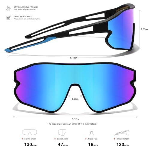 SEKKAF Kids Sunglasses, Youth Baseball Sunglasses Polarized Sports Cycling Shades for Boys Girls Lightweight Frame