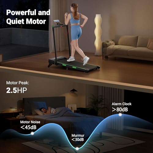 THERUN Walking Pad, 2 in 1 Foldable Treadmills for Home, 2.5HP Under Desk with Handle Bar, 16" Widened Running Belt, with ...