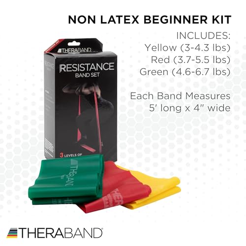 TheraBand Resistance Bands Set, Professional Non-Latex Elastic Band For Upper & Lower Body Exercise, Strength Training wit...