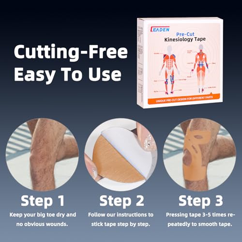 IEADEN Precut Kinesiology Tape for Knees, 10 Pcs - Knee Support & Stability, Knee Pain Relief Athletic Tape - Waterproof &...
