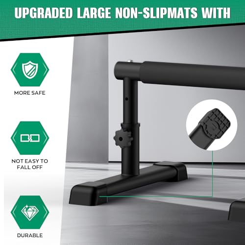 IMAYCC Parallettes Bars, Adjustable 7.5" and 10.6" High Push Up Bars Strength Training For Handstands, Full Planche & Dip...