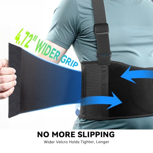 SOLOEVER Work Back Brace for Men & Women, Adjustable Lower Back Support Belt with Suspenders for Back Pain Relief, Moving ...