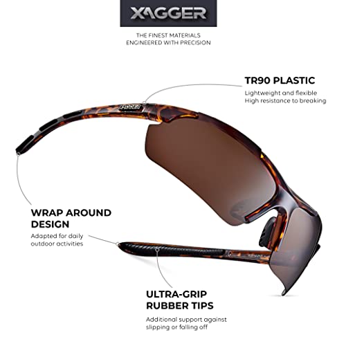 Xagger Polarized Sports Sunglasses for Men Women Wrap Around UV400 Running Baseball Softball Cycling Driving Glasses