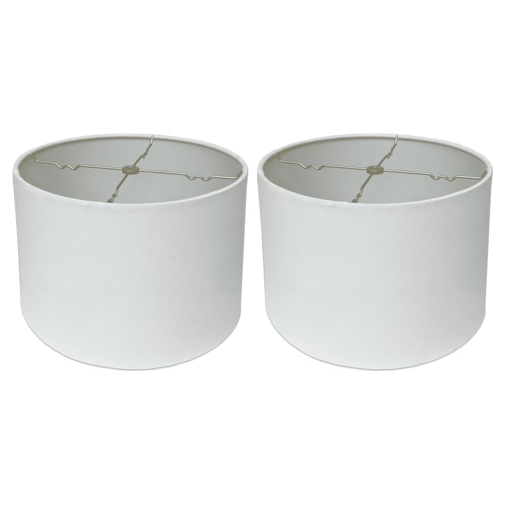 Royal Designs, Inc. Shallow Drum Lamp Shade, HB-610-14LNWH-2, Linen White, 13x14x9, 2 Pack
