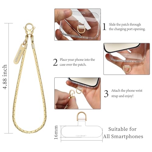 MOUTAKEY Phone Wrist Strap Metal Phone Chain Wristlet Strap Detachable iPhone Lanyard Wrist with 2 Tether Tabs iPhone Char...