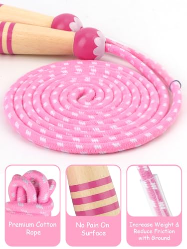 Jump Rope for Kids, Lorvain Adjustable Skipping Rope, Kids Jump Ropes with Wooden Handle for Girls Boys, Weighted Jumping ...