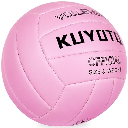 KUYOTQ Pink Volleyball - Official Size 5 Soft Composite Leather Cover, Indoor Outdoor Beach Light Volleyball for Training...