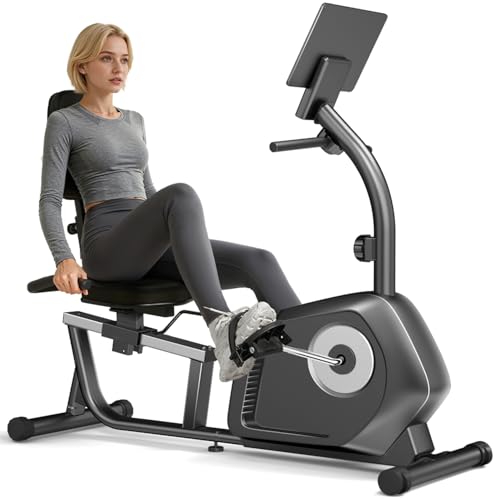 CURSOR FITNESS Recumbent Exercise Bike, Stationary Bikes for Home with Adjustable Seat, 16-Level Magnetic Resistance Recum...