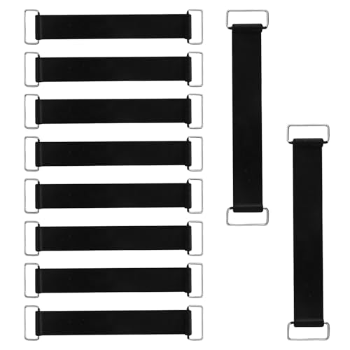10pcs Motorcycle Battery Straps, Stretchable Rubber Band Tie Down Straps with Metal Buckles Scooter Battery Fixed Strap Ac...
