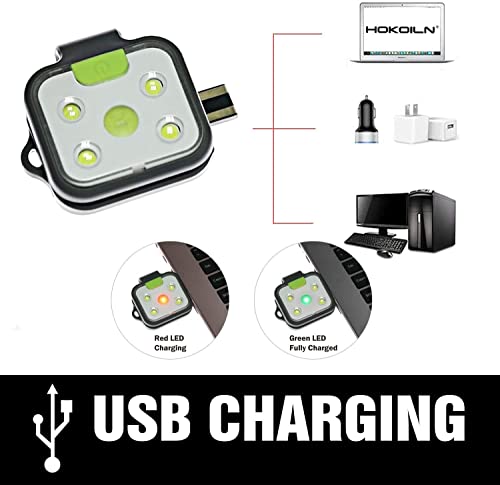 HOKOILN Outdoor Night Running Lights, 2Pack LED Running Lights for Runners with Rechargeable Battery for Camping, Hiking, ...