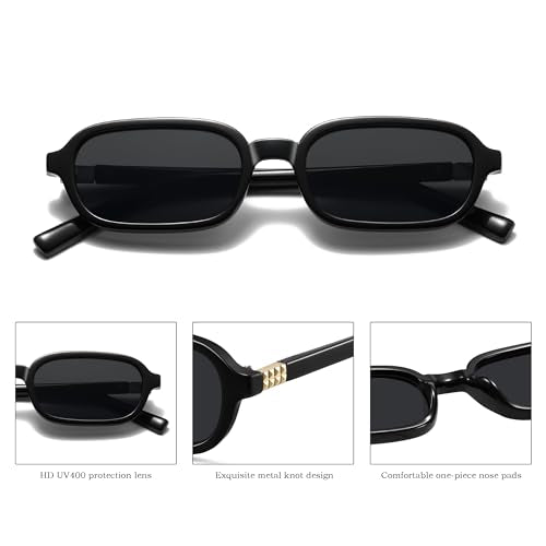 Colrea Retro Rectangle Sunglasses for Women Men Trendy Vintage Small Square Sun Glasses 90s Fashion Cute Sunnies CL010