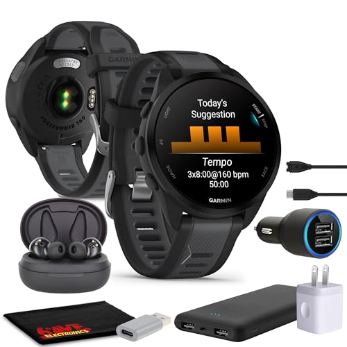 Garmin Forerunner 165 Music GPS Running Smartwatch, Fitness Tracker Smart Watch for Women and Men Bundle with Accessories...