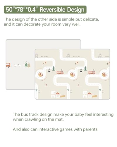 BG-BABYGO Baby Play Mat 50"*78" Foldable Foam Baby Play Mat for Floor Reversible Waterproof Playmats for Babies Boy and To...