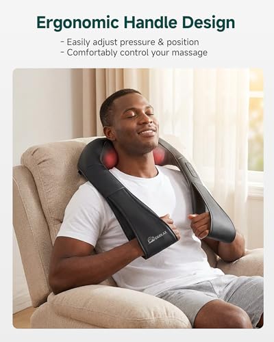 Snailax Shiatsu Neck and Shoulder Massager - Back Massager with Heat, Deep Kneading Electric Massage Pillow for Neck, Bac...