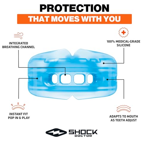 Double Braces Strapless Mouth Guard, Blue, Adult