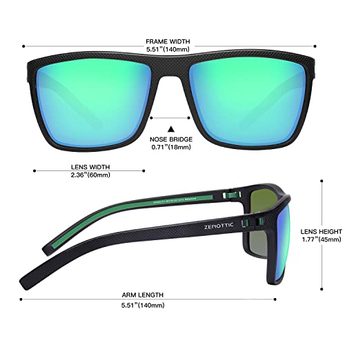 ZENOTTIC Polarized Sunglasses for Men Lightweight TR90 Frame UV400 Protection Square Sun Glasses