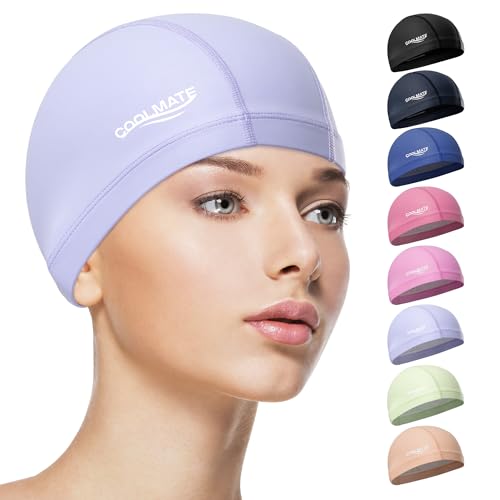 COOLMATE Fabric Swim Cap for Adult Women Men Kid, Silicone Water Resistant Layer, Cloth Swim Cap Gifts for Swimmers, Light...