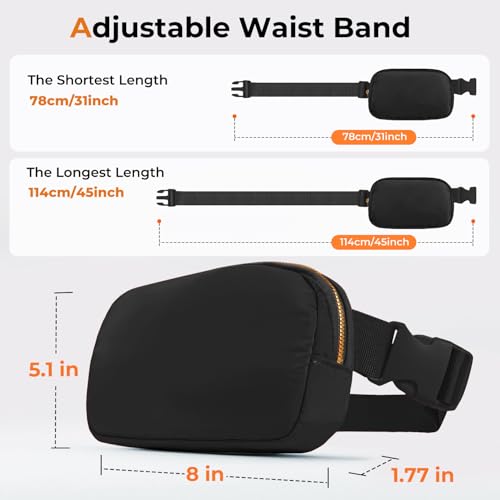Cwualo Belt Bag Zipper Fanny Pack Crossbody Bags for Women,Fashion Nylon Waist Packs, Water Repellent Two Way wear with Ad...