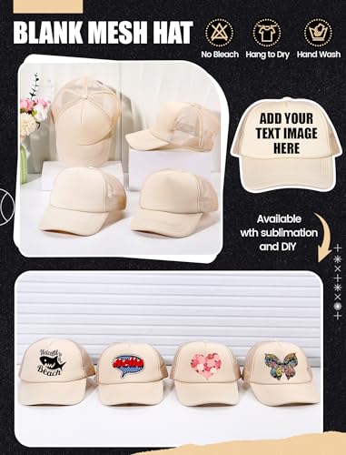 10 Pcs Sublimation Blank Trucker Hats Bulk Mesh Baseball Cap Polyester Mesh Trucker Hat for Men and Women