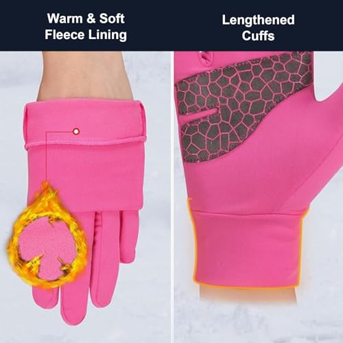 Touchscreen Running Gloves - Lightweight Thermal Anti-Slip Gloves with Portable Buckle for Outdoor Sports and Winter Activ...