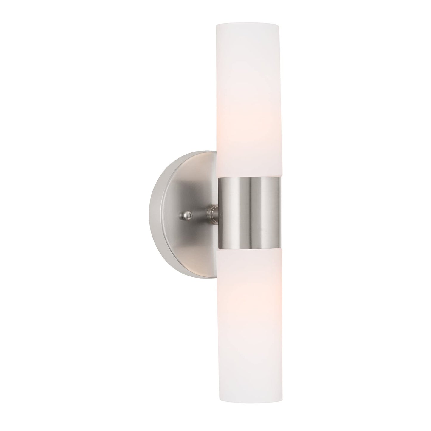 Kira Home Duo 14in Modern Wall Sconce, Frosted Glass Shades, Brushed Nickel Finish, Model RV-W131-14-BN