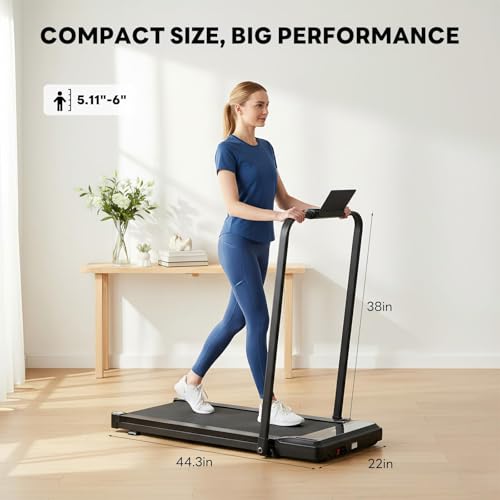 FansaFurn Compact Armless Treadmill – Compact, Quiet 3-in-1 Under Desk Treadmill for Home & Office, 200 lb Capacity, Spac...