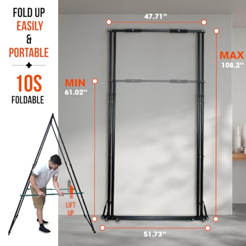 KT TOES DON'T TOUCH GROUND Foldable Free Standing Pull Up Bar Stand Sturdy Power Tower Workout Station For Home Gym Streng...