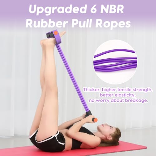 Resistance Bands with Handles, 6-Tubes Elastic Foot Pedal Resistance Bands, Natural Rubber Ankle Puller Sit-up Exercise, M...