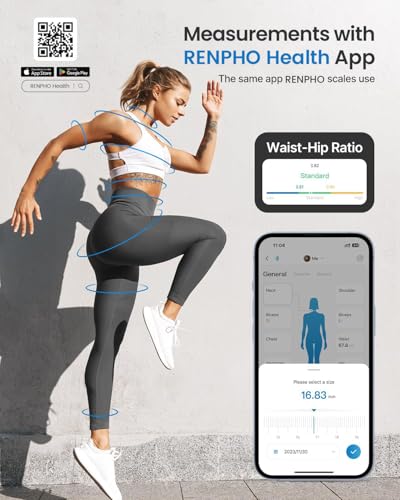 RENPHO Body Fat Scale and RENPHO Smart Tape Measure Body via Bluetooth Smartphone App