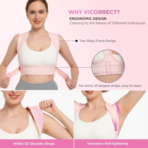 Vicorrect Posture Corrector for Women and Men, Adjustable Upper Back Brace for Clavicle Support and Providing Pain Relief ...