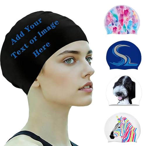 Shuiqiuqian Personalized Silicone Swimming Cap Solid Color Customized Logo Printing Pattern Adult Children Men's and Wome...