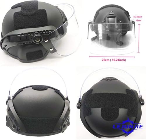 LEJUNJIE Tactical MICH 2000 Fast Helmet with Clear Riot Visor Face Shield Sliding Goggles for Airsoft Paintball CS War Gam...