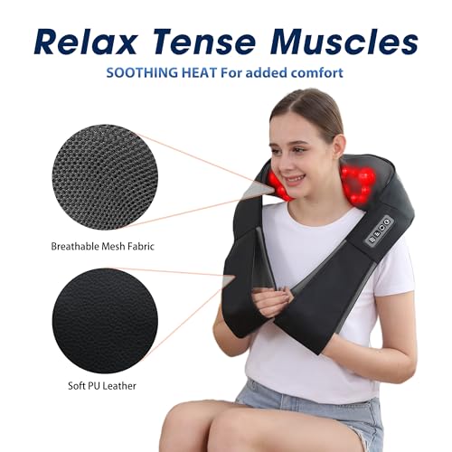 UFFAE Shiatsu Neck and Back Massager with Heat, Electric Deep Tissue Kneading Neck and Shoulder Massage, Best Gifts for Wo...