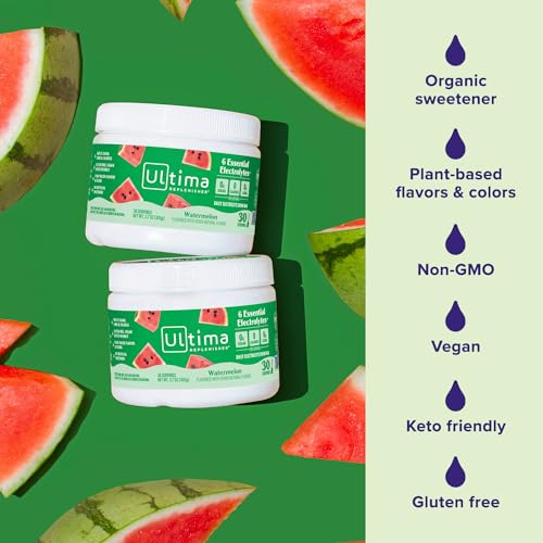 Ultima Replenisher Daily Electrolyte Powder Drink Mix – Sugar Free – Watermelon, 30 Servings – Hydration Powder with 6 Key...